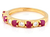 John Saul Ruby With Lab Grown White Diamond 18k Yellow Gold Over Sterling Silver Ring 0.77ctw