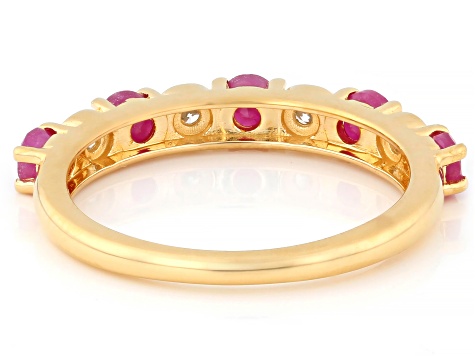 John Saul Ruby With Lab Grown White Diamond 18k Yellow Gold Over Sterling Silver Ring 0.77ctw