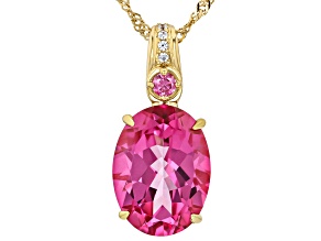 Pink Topaz 18k Yellow Gold Over Sterling Silver Pendant With Chain 9.94ctw