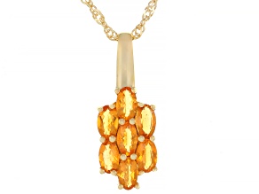 Orange Fire Opal 18k Yellow Gold Over Sterling Silver Pendant With Chain 0.65ctw
