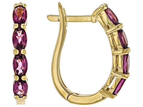Grape Color Garnet 18k Yellow Gold Over Sterling Silver Earrings