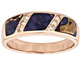 Purple Composite Mohave Kingman Turquoise 18k Rose Gold Over Silver Band Ring 0.08ctw