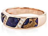 Purple Composite Mohave Kingman Turquoise 18k Rose Gold Over Silver Band Ring 0.08ctw