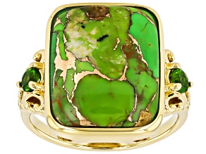 Green Composite Mohave Turquoise 18k Yellow Gold Over Silver Ring 0.21ctw