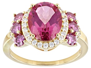 Pink Topaz 18k Yellow Gold Over Sterling Silver Ring 3.61ctw