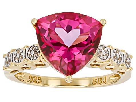 Pink Topaz 18K Yellow Gold Over Sterling Silver Ring 5.06ctw