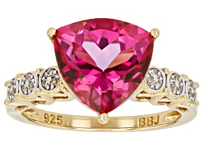 Pink Topaz 18K Yellow Gold Over Sterling Silver Ring 5.06ctw