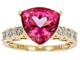 Pink Topaz 18K Yellow Gold Over Sterling Silver Ring 5.06ctw