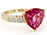 Pink Topaz 18K Yellow Gold Over Sterling Silver Ring 5.06ctw