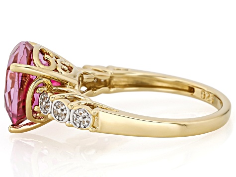Pink Topaz 18K Yellow Gold Over Sterling Silver Ring 5.06ctw