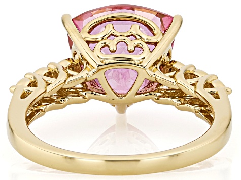 Pink Topaz 18K Yellow Gold Over Sterling Silver Ring 5.06ctw