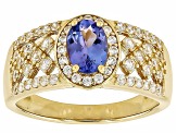 Tanzanite 18k Yellow Gold Over Sterling Silver Ring 1.37ctw