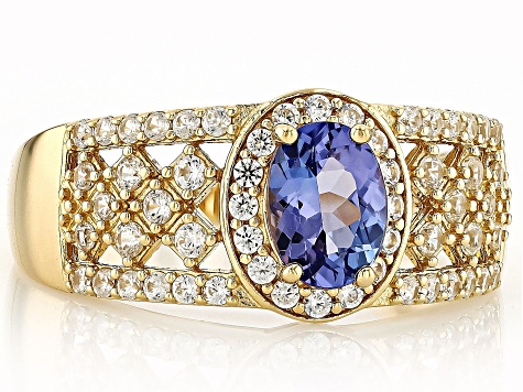 Tanzanite 18k Yellow Gold Over Sterling Silver Ring 1.37ctw