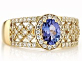 Tanzanite 18k Yellow Gold Over Sterling Silver Ring 1.37ctw
