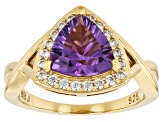 Purple Canela Amethyst With White Zircon 18k Yellow Gold Over Sterling Silver Ring 2.47ctw
