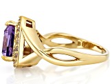 Purple Canela Amethyst With White Zircon 18k Yellow Gold Over Sterling Silver Ring 2.47ctw