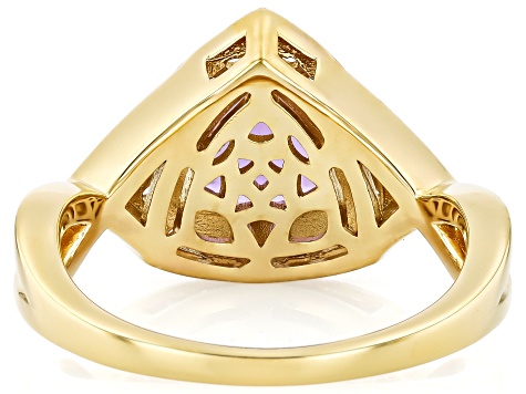 Purple Canela Amethyst With White Zircon 18k Yellow Gold Over Sterling Silver Ring 2.47ctw