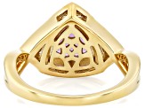 Purple Canela Amethyst With White Zircon 18k Yellow Gold Over Sterling Silver Ring 2.47ctw