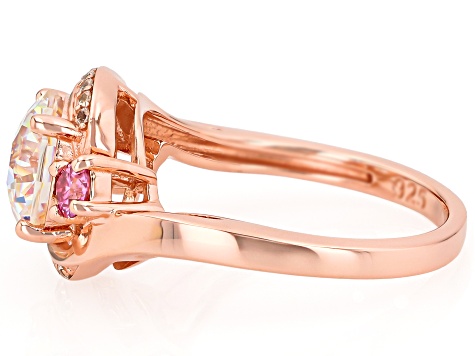 Strontium Titanate With Pink Moissanite Fire® & White Zircon 18k