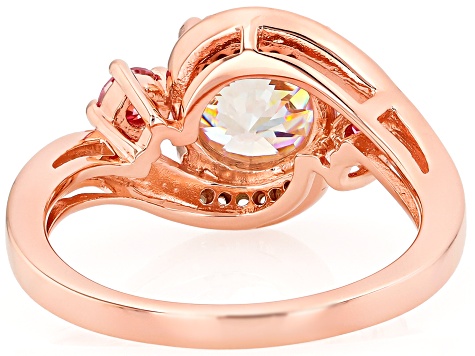Strontium Titanate With Pink Moissanite Fire® & White Zircon 18k