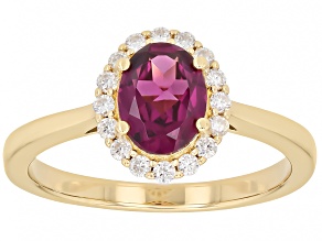 Grape Color Garnet 18k Yellow Gold Over Sterling Silver Ring 1.51ctw