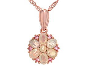 White Ethiopian Opal 18k Rose Gold Over Silver Pendant With Chain 0.65ctw