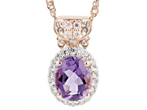Purple Canela Amethyst 18k Rose Gold Over Sterling Silver Pendant With Chain 1.65ctw