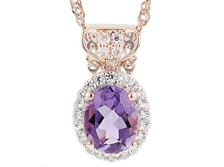 Purple Canela Amethyst 18k Rose Gold Over Sterling Silver Pendant With Chain 1.65ctw