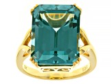 Green Lab Created Spinel 18k Yellow Gold Over Sterling Silver Ring 10.15ct