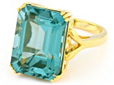Green Lab Created Spinel 18k Yellow Gold Over Sterling Silver Ring 10.15ct