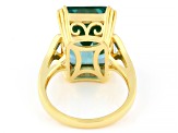 Green Lab Created Spinel 18k Yellow Gold Over Sterling Silver Ring 10.15ct