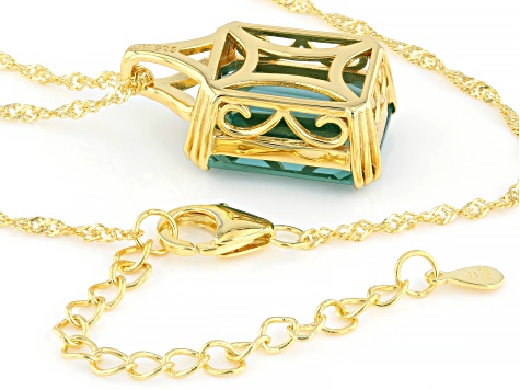 Green Lab Created Spinel 18k Yellow Gold Over Sterling Silver