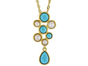 Blue Sleeping Beauty Turquoise 18k Yellow Gold Over Silver Pendant With Chain