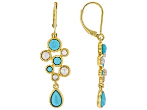 Blue Sleeping Beauty Turquoise 18k Yellow Gold Over Silver Earrings