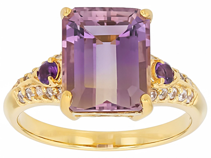Amazing jewelry様 Ametrine With Amethyst and White Zircon 18k Yellow Gold Over