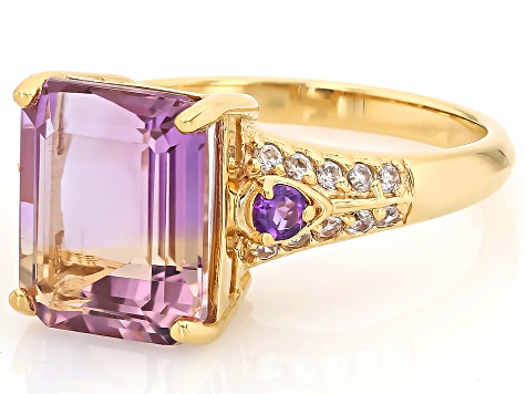 Ametrine With Amethyst and White Zircon 18k Yellow Gold Over