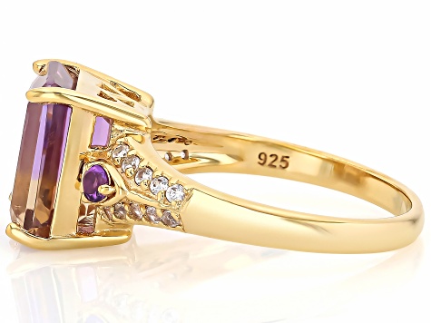 Ametrine With Amethyst and White Zircon 18k Yellow Gold Over