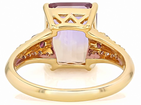 Ametrine With Amethyst and White Zircon 18k Yellow Gold Over