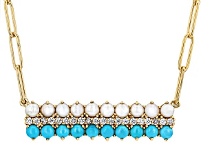 Blue Sleeping Beauty Turquoise 18k Yellow Gold Over Sterling Silver Necklace 0.51ctw
