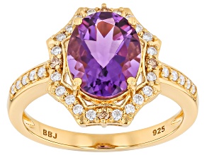 Purple Canela Amethyst 18k Yellow Gold Over Sterling Silver Ring 2.57ctw