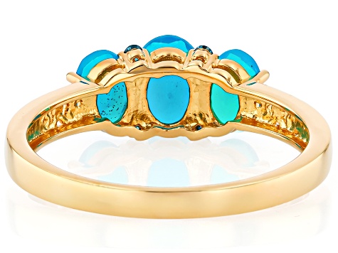 Paraiba Blue Ethiopian Opal With Blue Lab Grown Diamond 18k Yellow