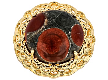 Picture of Peanut Obsidian 18k Yellow Gold Over Sterling Silver Ring