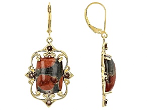 Peanut Obsidian With Smoky Quartz 18k Yellow Gold Over Sterling Silver Earrings 0.43ctw