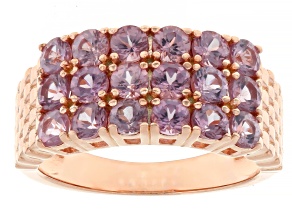 Pink Color Shift Garnet 18k Rose Gold Over Sterling Silver Band Ring 2.60ctw