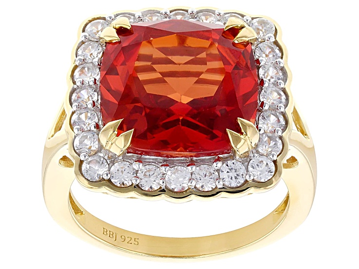 Orange Lab Created Padparadscha Sapphire With White Zircon 18k