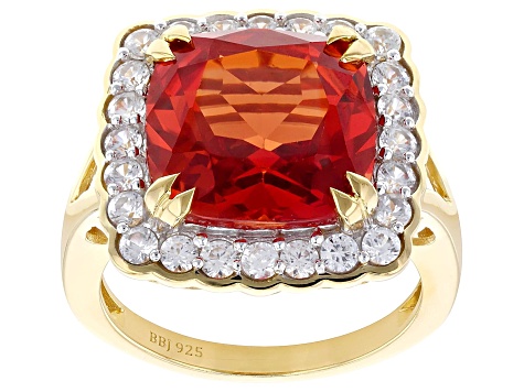た*る様 Urawa Red Diamonds シルバーリング Orange Lab Created Padparadscha Sapphire With White Zircon 18k