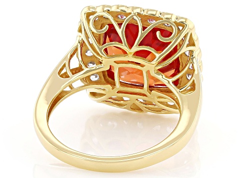 Orange Lab Created Padparadscha Sapphire With White Zircon 18k