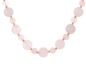 Rose Quartz 18k Yellow Gold Over Sterling Silver Necklace
