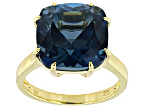 London Blue Topaz 18k Yellow Gold Over Sterling Silver Ring 12.33ct