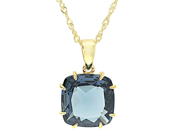 London Blue Topaz 18k Yellow gold Over Sterling Pendant With Chain 12.33ct